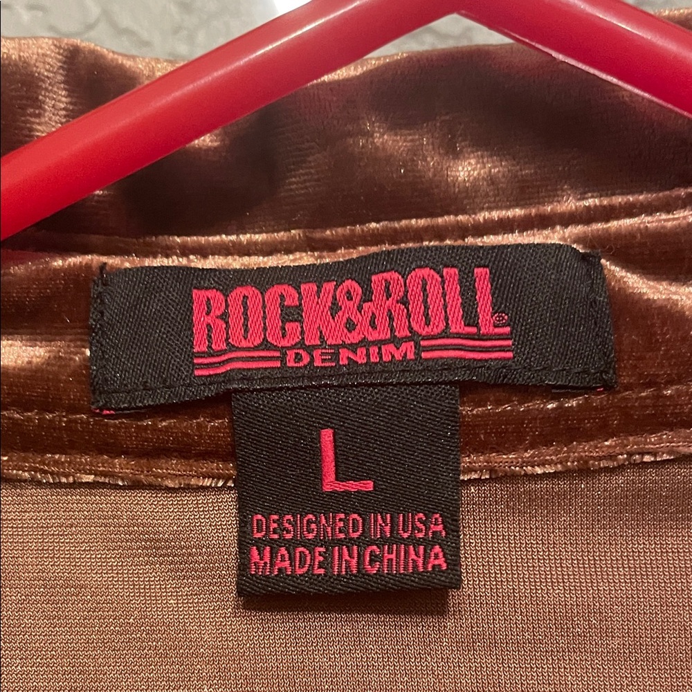 Rock n Roll Denim Copper Crushed Velvet Button-Up Shirt - Picture 2 of 9